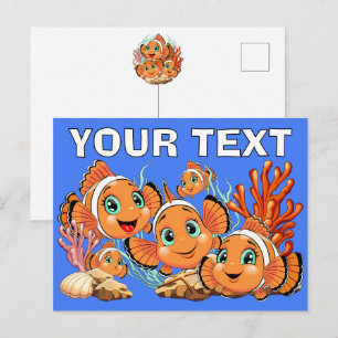 Clown fish Cartoon cute Family Underwater Holiday Postcard