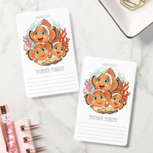 Clown fish Cartoon cute Family Underwater ID Badge