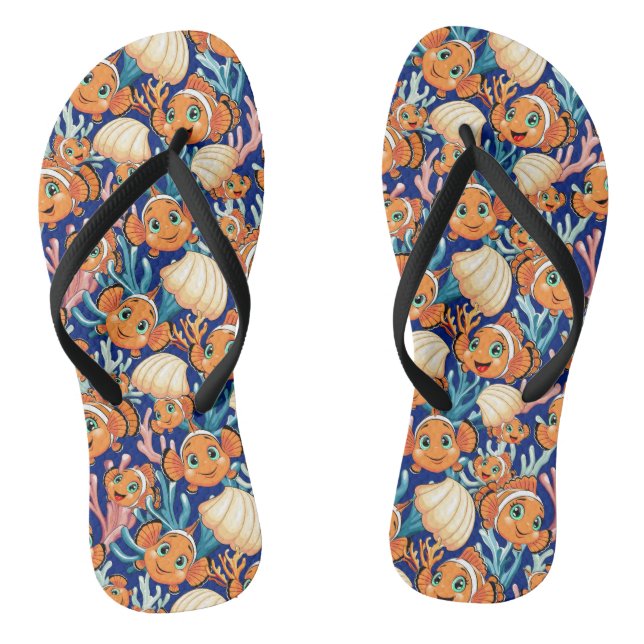 Clown fish Cartoon cute Family Underwater Jandals (Footbed)