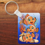 Clown fish Cartoon cute Family Underwater Key Ring<br><div class="desc">Cute and Joyful little Clownfish Cartoon Characters swimming together on underwater Coral Reef Background. Original Vector Illustration Copyright BluedarkArt.</div>