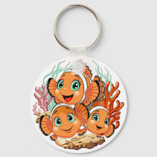 Clown fish Cartoon cute Family Underwater Key Ring