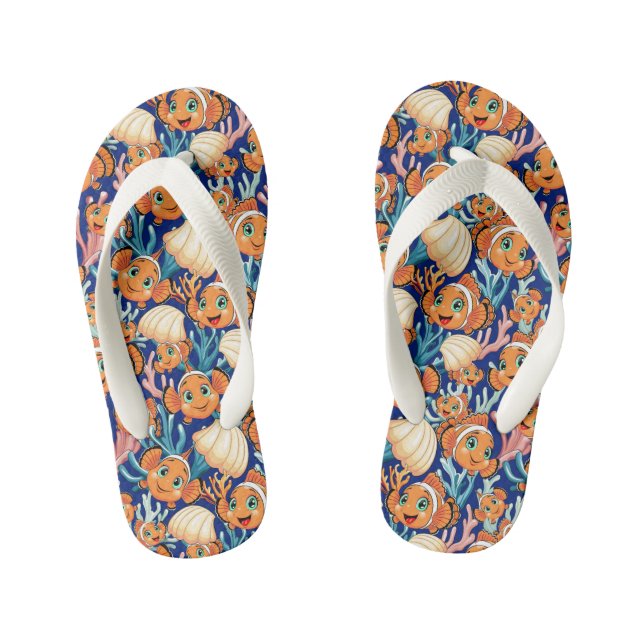 Clown fish Cartoon cute Family Underwater Kid's Jandals (Footbed)