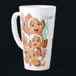 Clown fish Cartoon cute Family Underwater Latte Mug<br><div class="desc">Cute and Joyful little Clownfish Cartoon Characters swimming together on underwater Coral Reef Background. Original Vector Illustration Copyright BluedarkArt.</div>