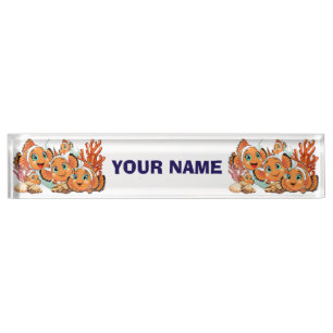 Clown fish Cartoon cute Family Underwater Nameplate