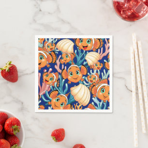 Clown fish Cartoon cute Family Underwater Napkin