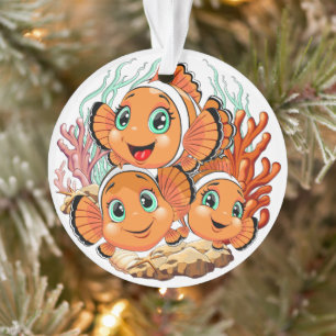 Clown fish Cartoon cute Family Underwater Ornament