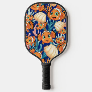 Clown fish Cartoon cute Family Underwater Pickleball Paddle