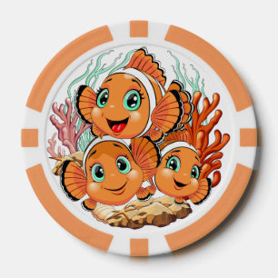 Clown fish Cartoon cute Family Underwater Poker Chips