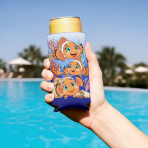 Clown fish Cartoon cute Family Underwater Seltzer Can Cooler