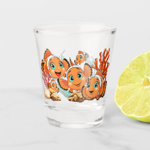 Clown fish Cartoon cute Family Underwater Shot Glass