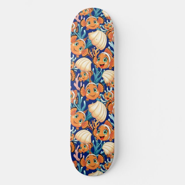 Clown fish Cartoon cute Family Underwater Skateboard (Front)