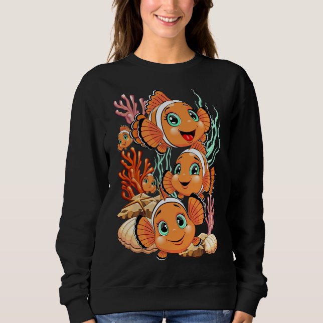 Clown fish Cartoon cute Family Underwater Sweatshirt (Front)