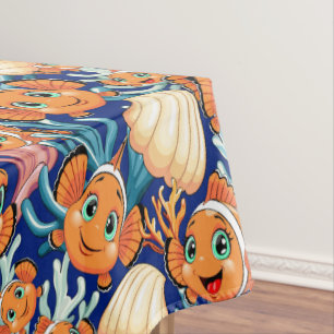 Clown fish Cartoon cute Family Underwater Tablecloth