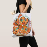 Clown fish Cartoon cute Family Underwater Tote Bag<br><div class="desc">Cute and Joyful little Clownfish Cartoon Characters swimming together on underwater Coral Reef Background. Original Vector Illustration Copyright BluedarkArt.</div>