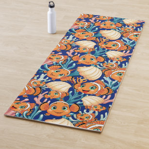 Clown fish Cartoon cute Family Underwater Yoga Mat
