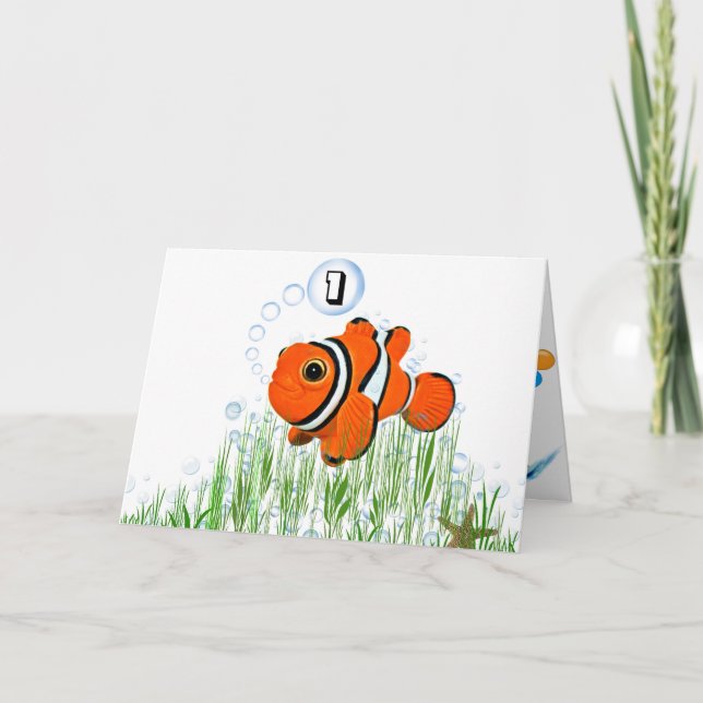 Clown Fish for kid's birthday Card (Front)