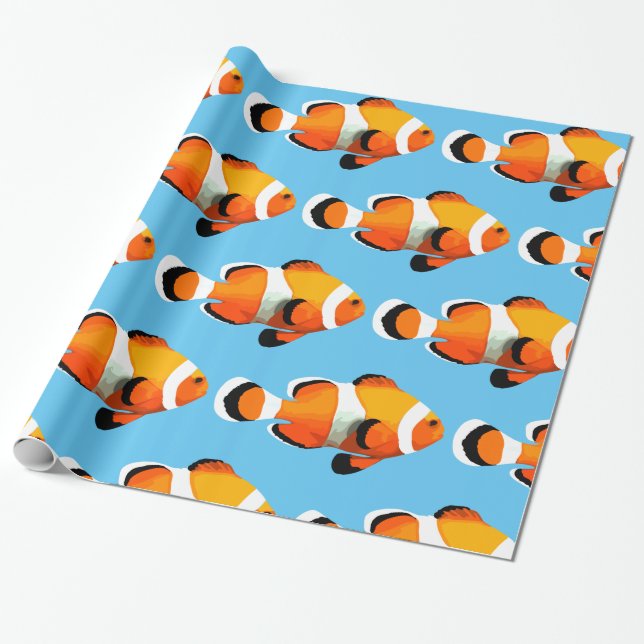 Clown Fish Fun Kids Pattern Wrapping Paper (Unrolled)