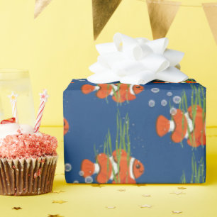 Clown Fish In Bubbles and Seaweed Wrapping Paper