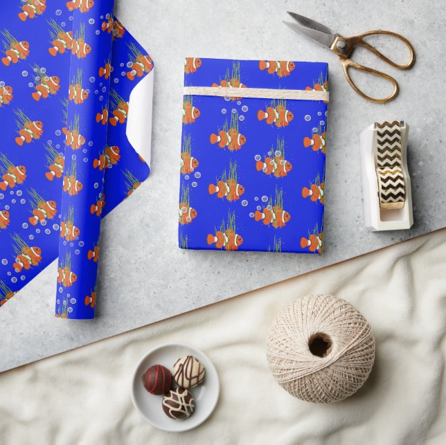 Clown Fish In Bubbles and Seaweed Wrapping Paper (Crafts)