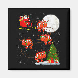 Clown Fish Santa Sleigh Flying Funny Magical Chris Magnet