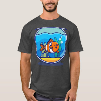 Clown Fish Swimming In The Aquarium Cartoon T-Shirt