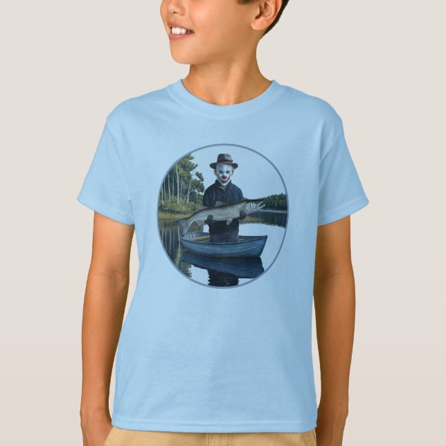 Clown Fisherman Fishing Funny Halloween T-Shirt (Front)