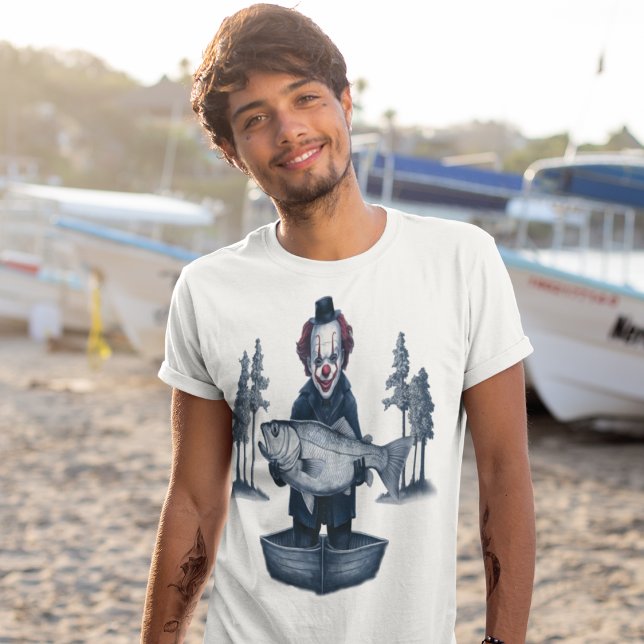 Clown Fisherman Fishing Funny Halloween T-Shirt (Creator Uploaded)