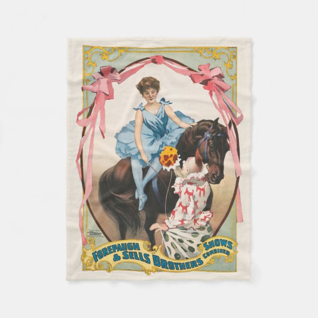 Clown Handing Flowers To A Woman On Horseback Fleece Blanket (Front)