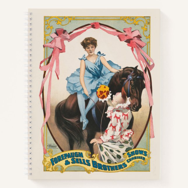 Clown Handing Flowers To A Woman On Horseback Notebook (Front)