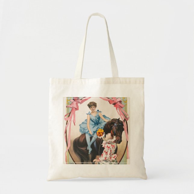 Clown Handing Flowers To A Woman On Horseback Tote Bag (Front)