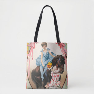 Clown Handing Flowers To A Woman On Horseback Tote Bag