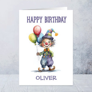 Clown Holding Balloons Birthday Greeting Card