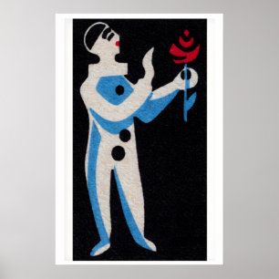 Clown Holding Rose - Matchbox Print - Aesthetic