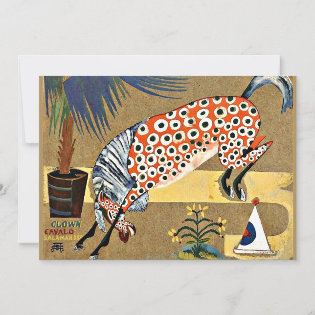 Clown Horse, fine art painting,  Card (Front)