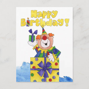 Clown in a Present Postcard