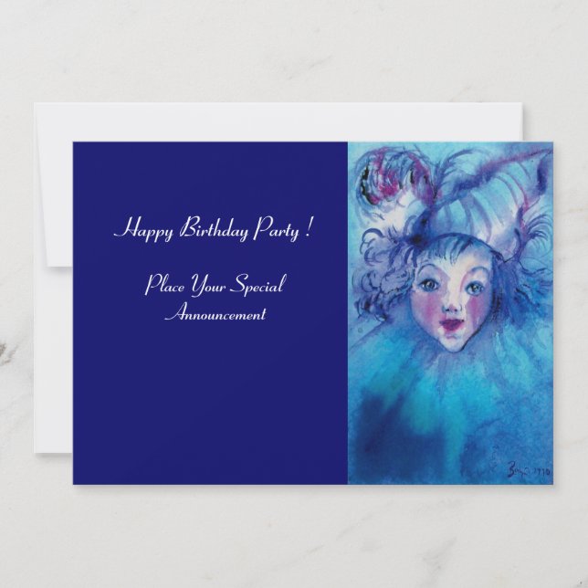 CLOWN IN BLUE INVITATION (Front)