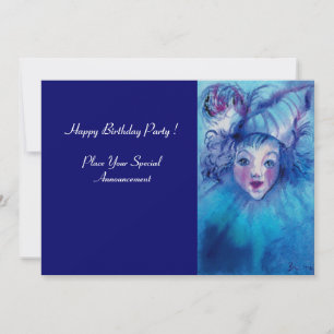 CLOWN IN BLUE INVITATION