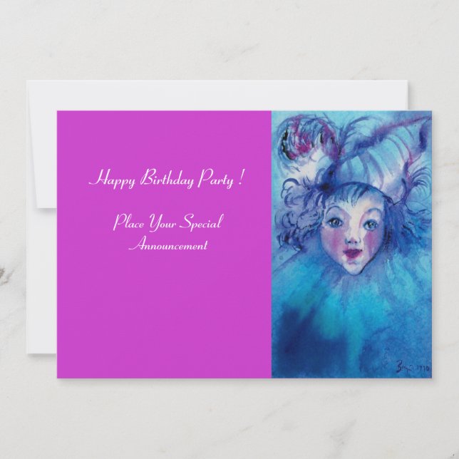 CLOWN IN BLUE INVITATION (Front)