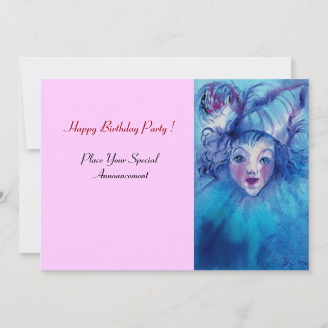 CLOWN IN BLUE INVITATION (Front)
