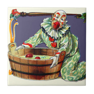 Clown Jester Bobbing For Apples Tile