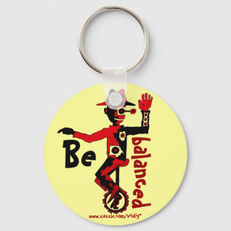 Clown on unicycle abstract graphic art keychain