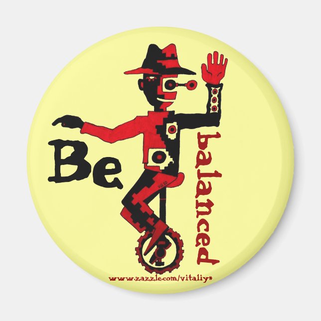 Clown on unicycle abstract graphic art magnet (Front)