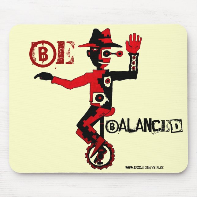 Clown on unicycle abstract graphic art mousepad (Front)