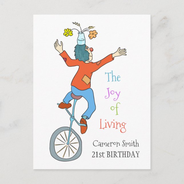 Clown on Unicycle  Postcard (Front)