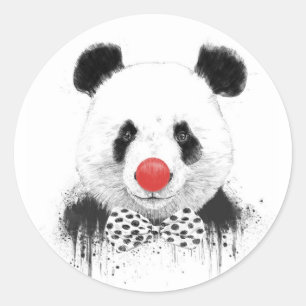 Clown panda classic round sticker