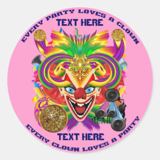 Clown Party Event View large Please View Notes Classic Round Sticker