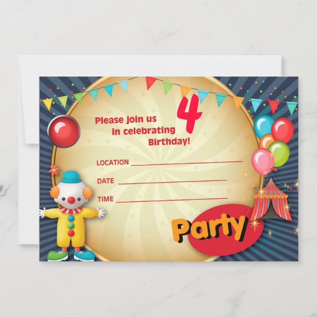 Clown Party Invitation 1 (Front)