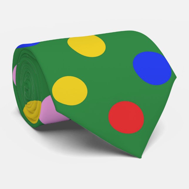Clown party tie_green with colourful polka dots tie (Rolled)