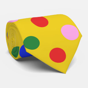 Clown party tie_yellow with colourful polka dots L Tie