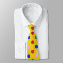 Clown party tie_yellow with colourful polka dots M
